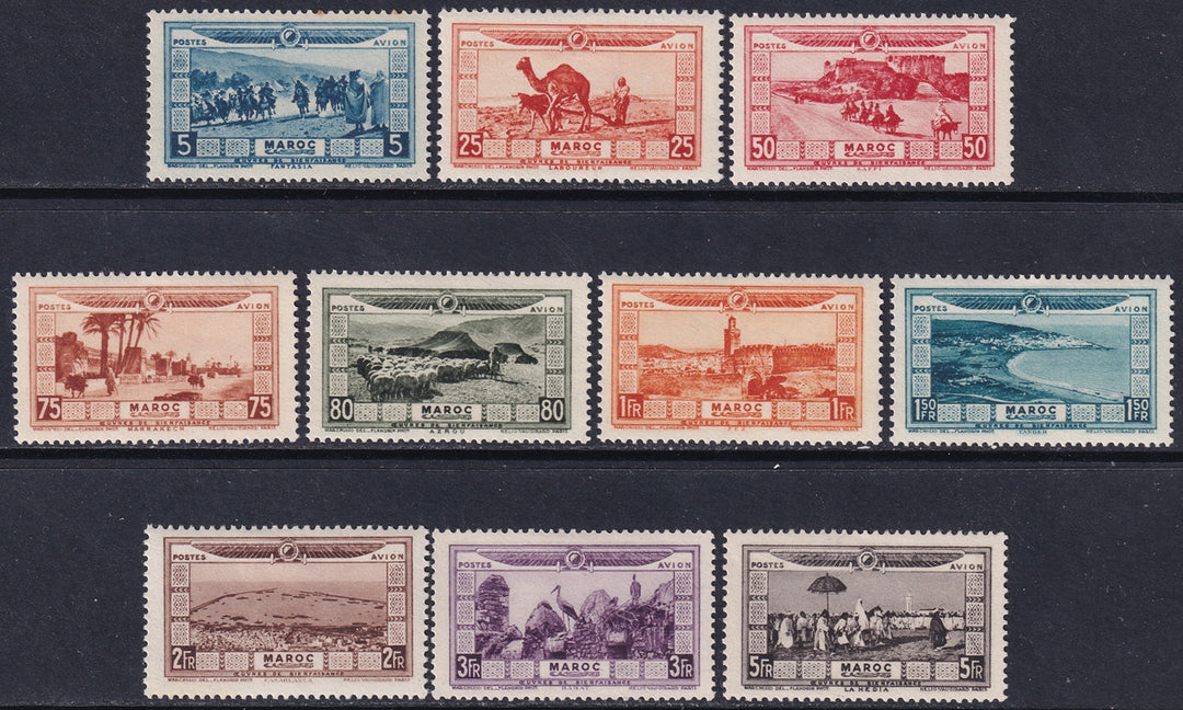 French Morocco 1928 Sc CB1-10 air post set MH*