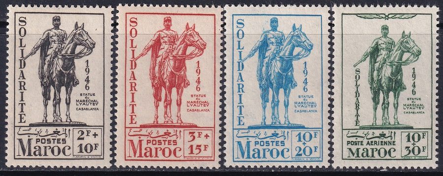 French Morocco 1946 Sc B29-31,CB25 set MNH**/MLH*
