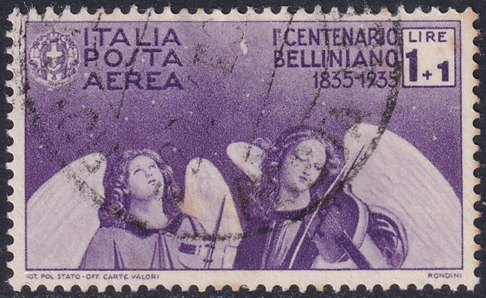 Italy 1935 Sc C82 air post used "Roma" cancel toning spots