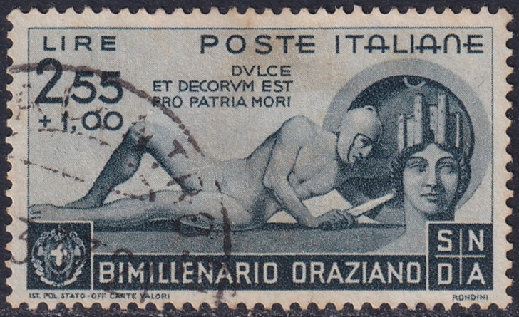 Italy 1936 Sc 366 used large centre thin toning spots