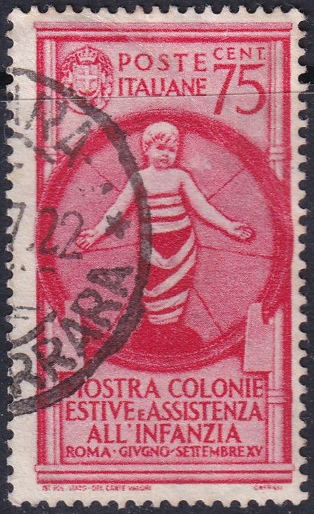 Italy 1937 Sc 372 used some gum remaining