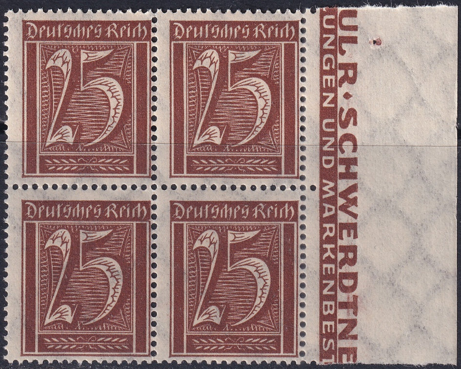 Germany 1922 Sc 164 right margin block MNH**
