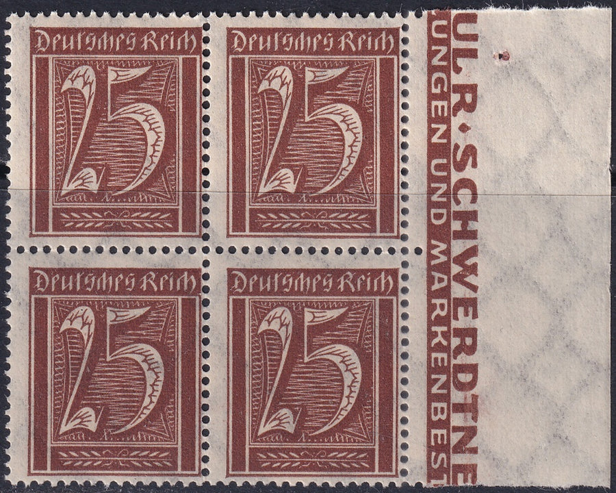 Germany 1922 Sc 164 right margin block MNH**