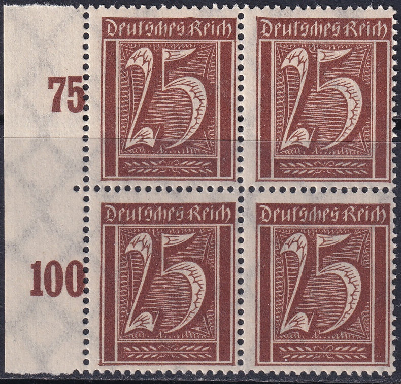 Germany 1922 Sc 164 left margin block MNH**