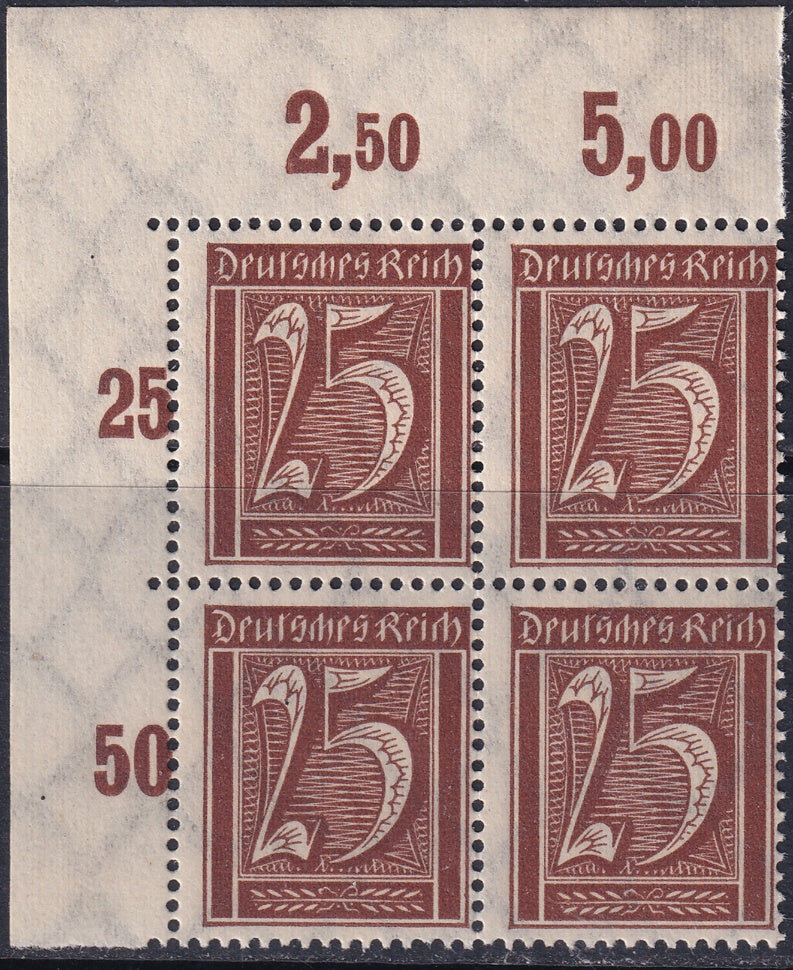 Germany 1922 Sc 164 upper left corner block MNH**
