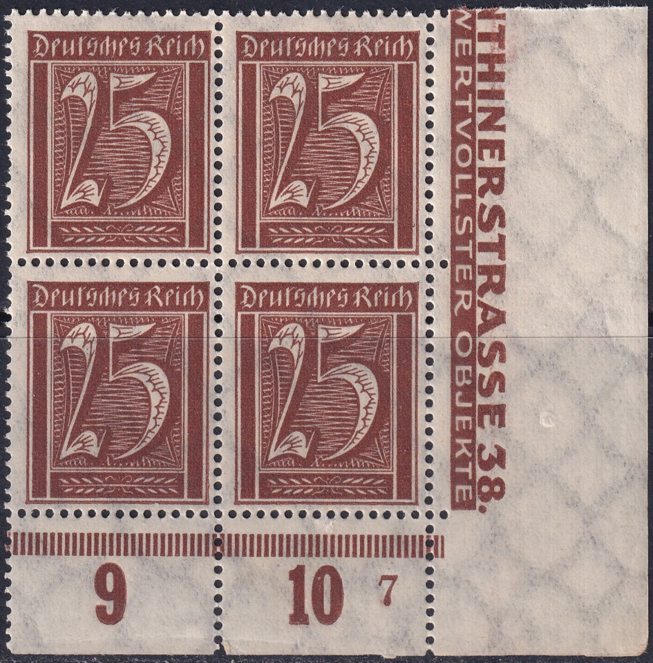 Germany 1922 Sc 164 lower right corner block MNH**