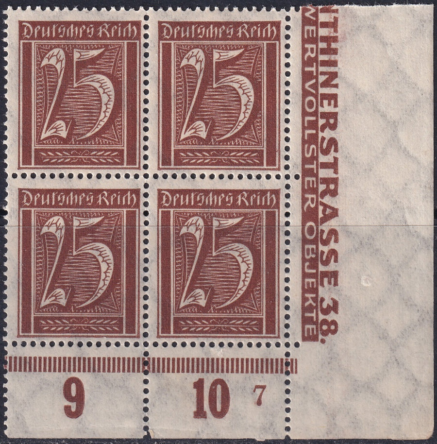 Germany 1922 Sc 164 lower right corner block MNH**