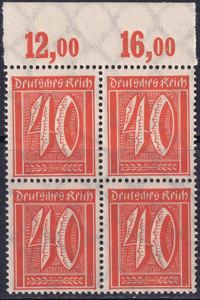 Germany 1922 Sc 166 upper margin block MNH**