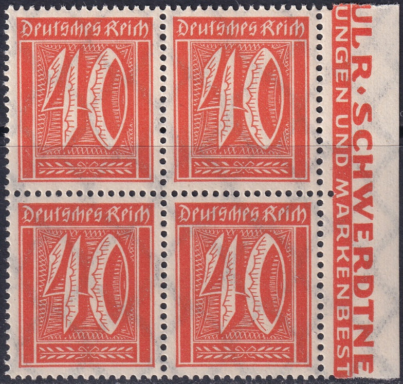 Germany 1922 Sc 166 right margin block MNH**