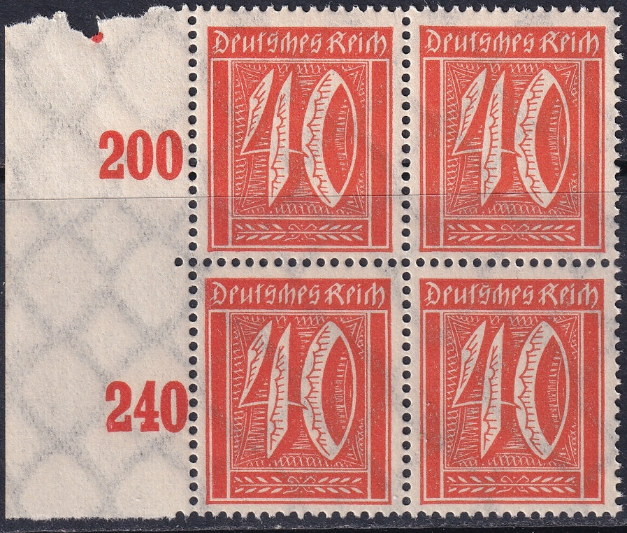 Germany 1922 Sc 166 left margin block MNH**