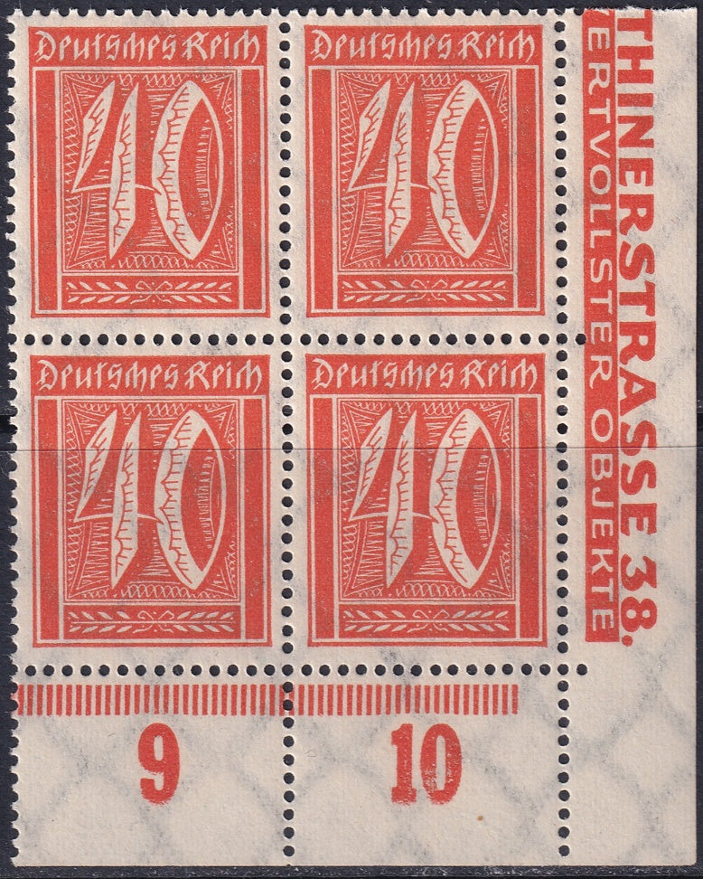 Germany 1922 Sc 166 lower right corner block MNH**