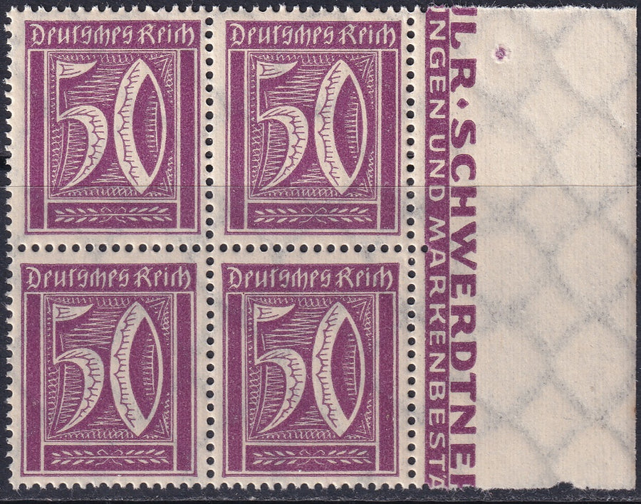 Germany 1922 Sc 167 right margin block MNH**
