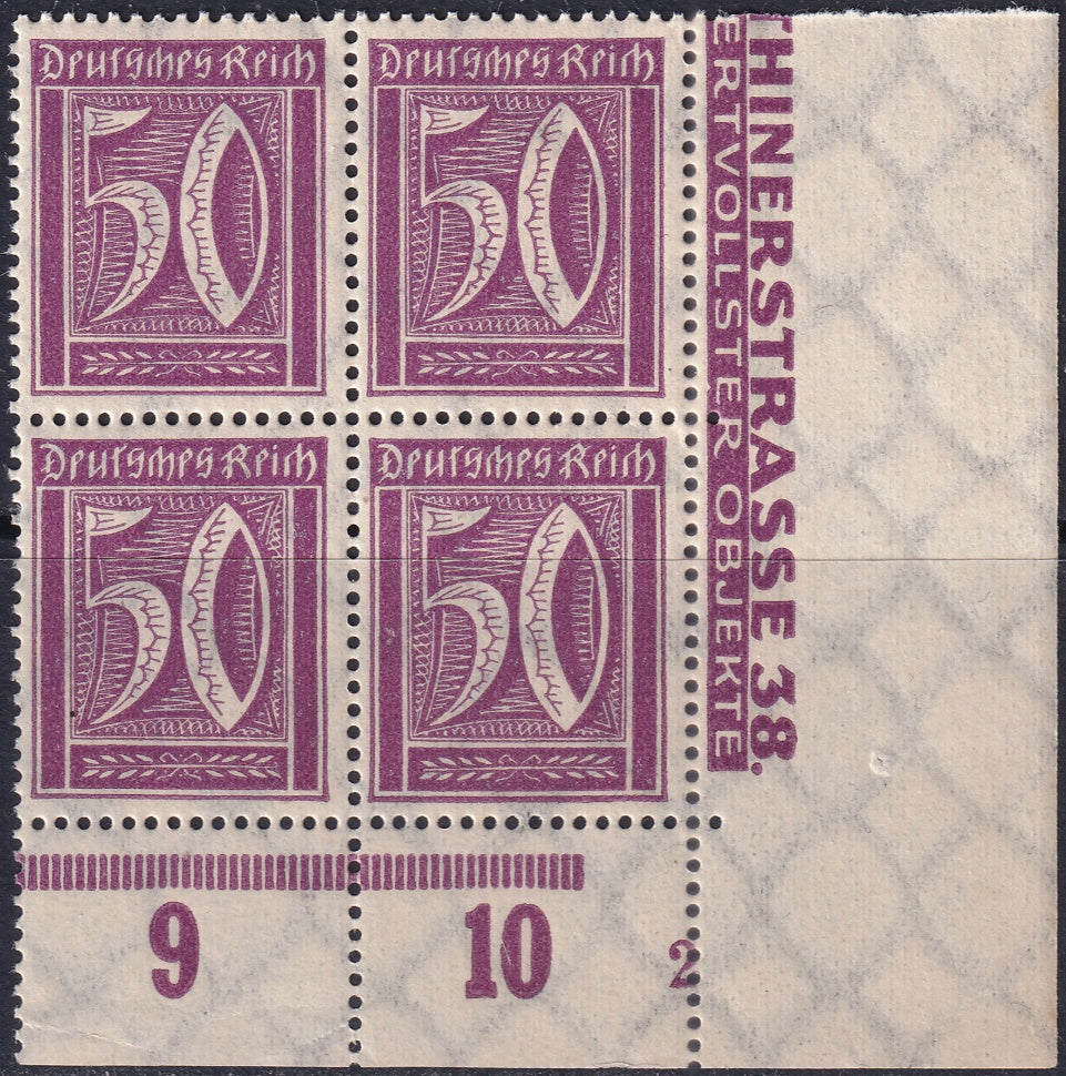 Germany 1922 Sc 167 lower right corner block MNH**