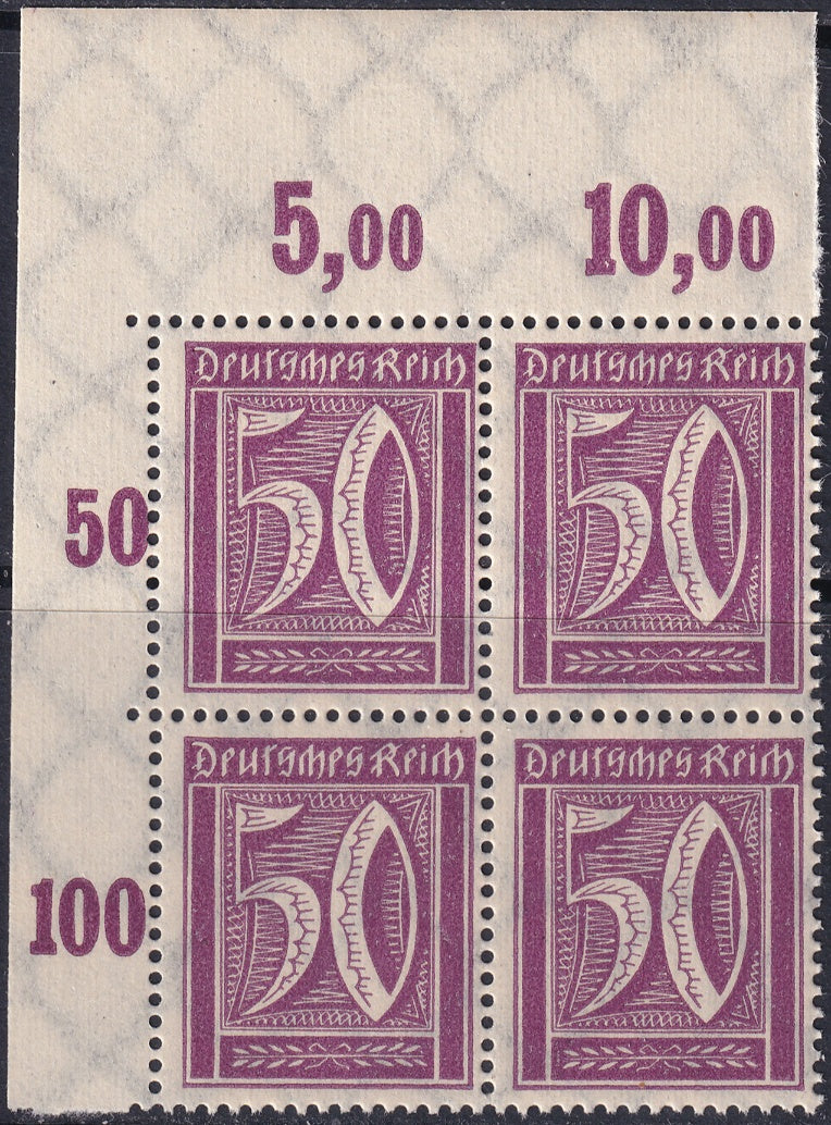 Germany 1922 Sc 167 upper left corner block MNH**