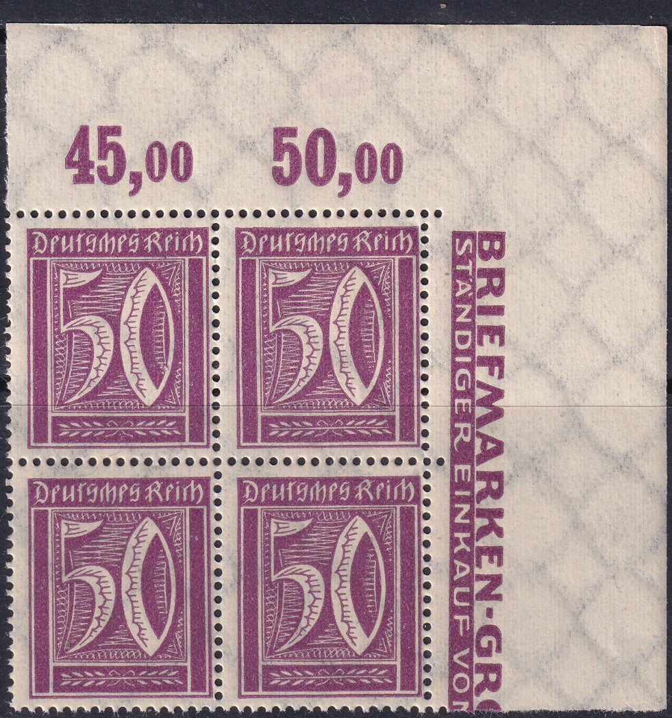Germany 1922 Sc 167 upper right corner block MNH**