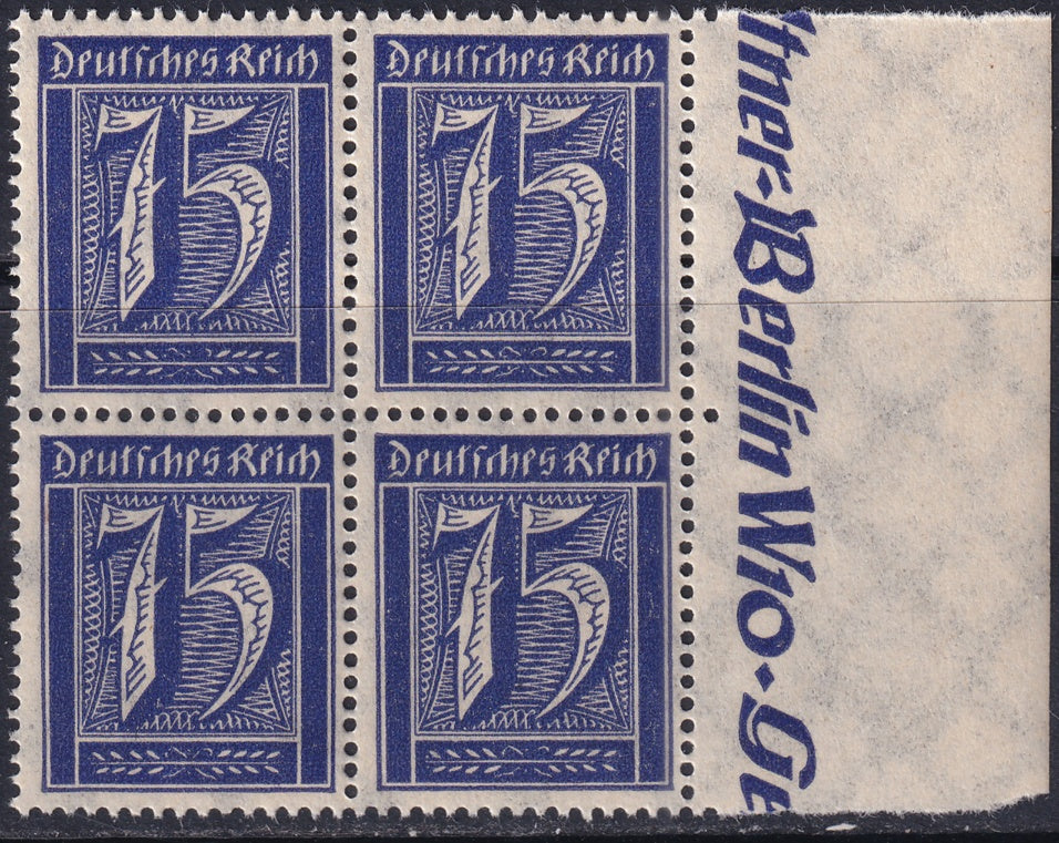 Germany 1922 Sc 170 right margin block MNH**