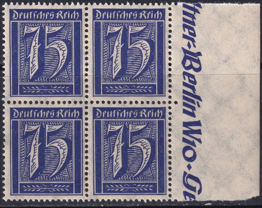 Germany 1922 Sc 170 right margin block MNH**