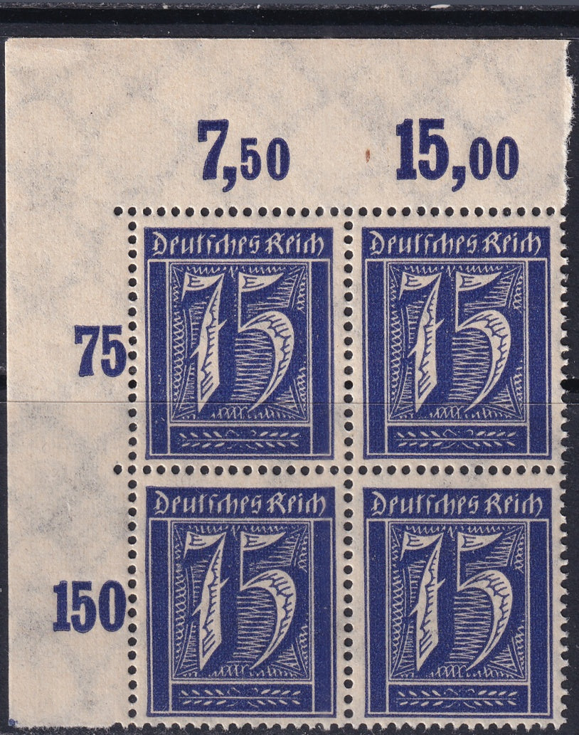 Germany 1922 Sc 170 upper left corner block MNH**
