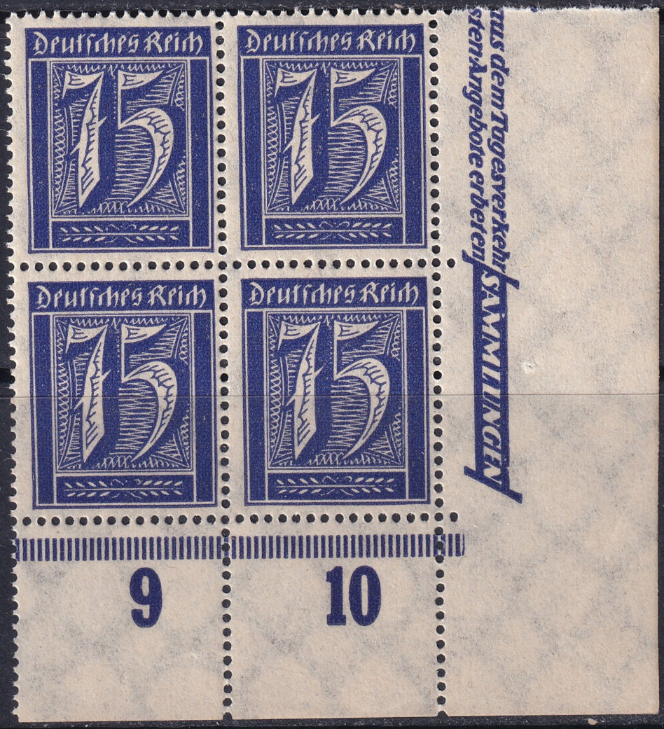 Germany 1922 Sc 170 lower right corner block MNH**