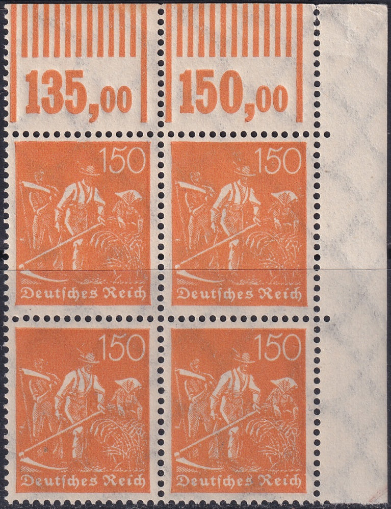 Germany 1922 Sc 175 upper right corner block MNH**