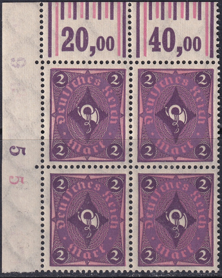 Germany 1922 Sc 177 upper left corner block MNH**