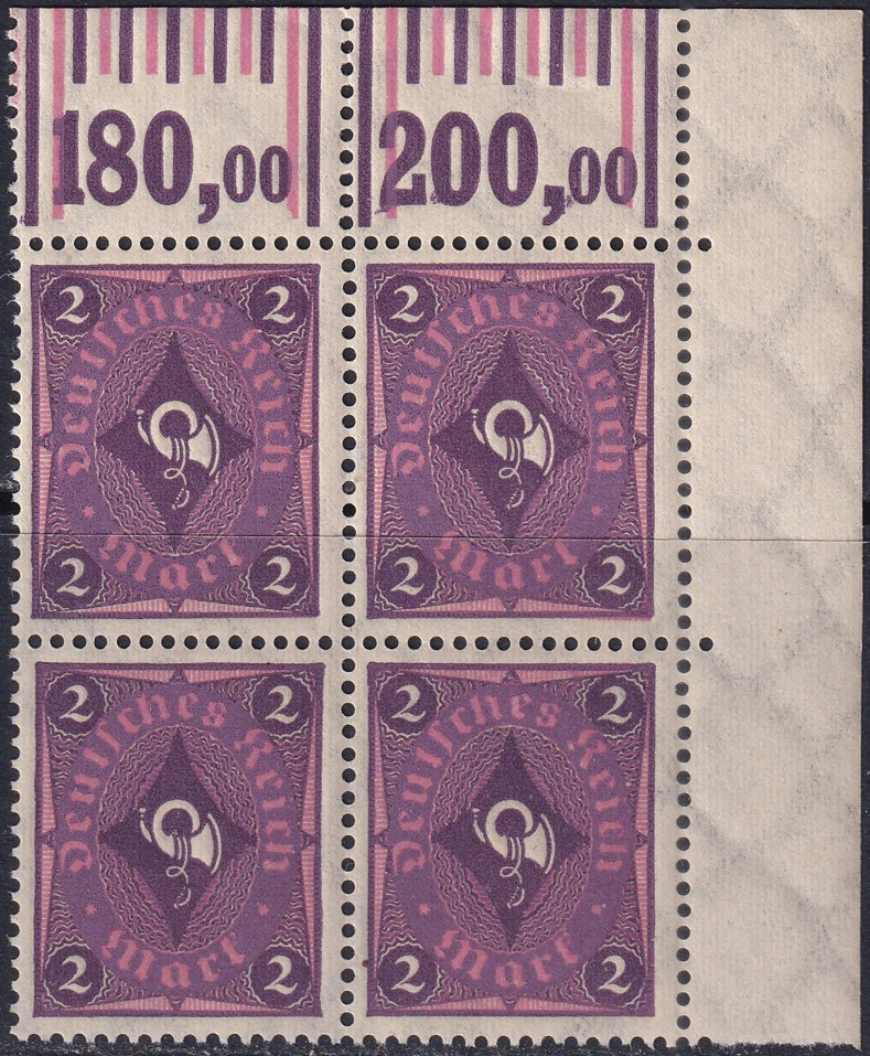 Germany 1922 Sc 177 upper right corner block MNH**