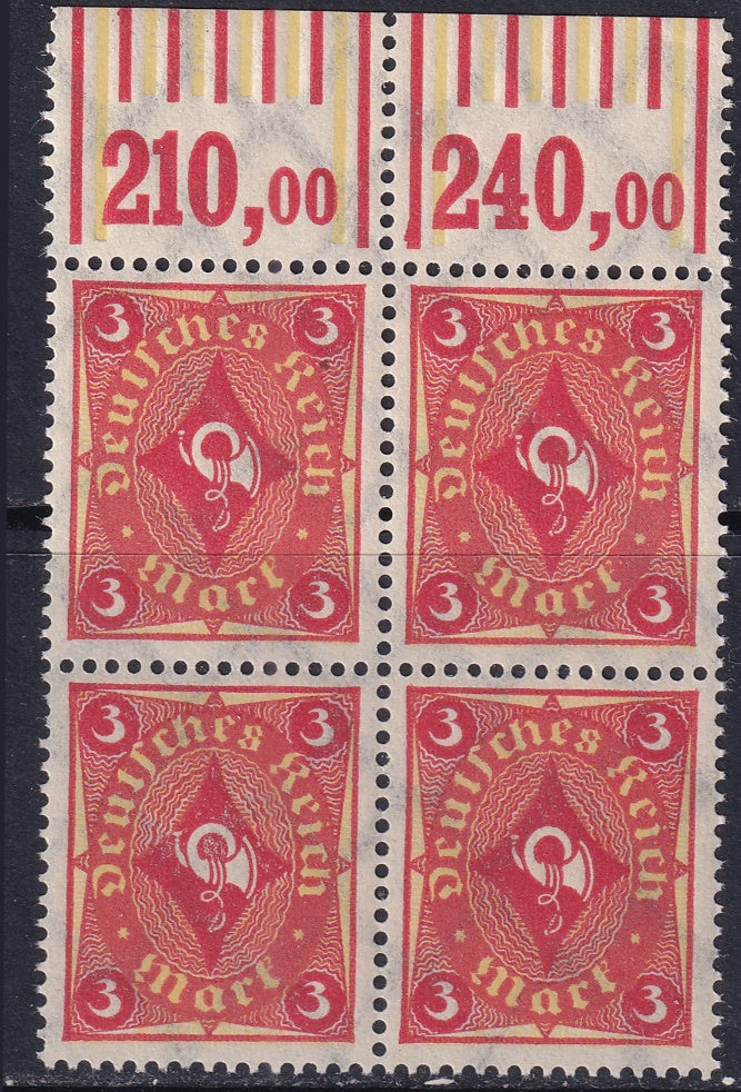 Germany 1921 Sc 178 upper margin block MNH**