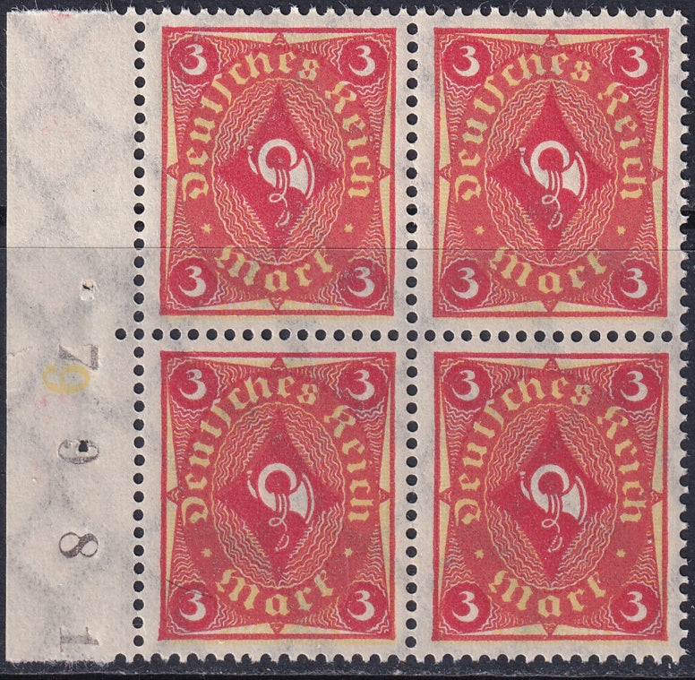 Germany 1921 Sc 178 left margin block MNH**