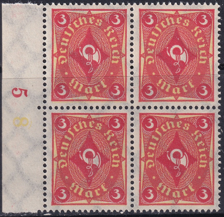 Germany 1921 Sc 178 left margin block MNH**