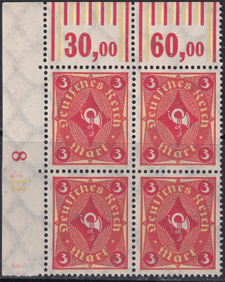 Germany 1921 Sc 178 upper left corner block MNH**