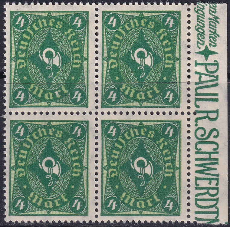 Germany 1922 Sc 179 right margin block MNH**
