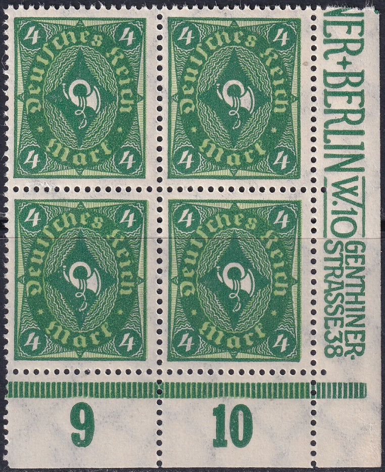 Germany 1922 Sc 179 lower right corner block MNH**