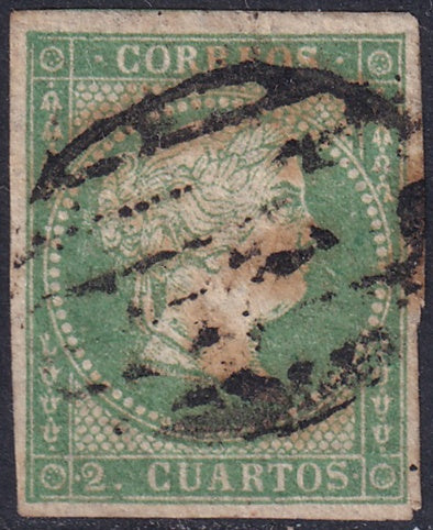 Spain 1855 Sc 40 used black grill (parrilla) cancel
