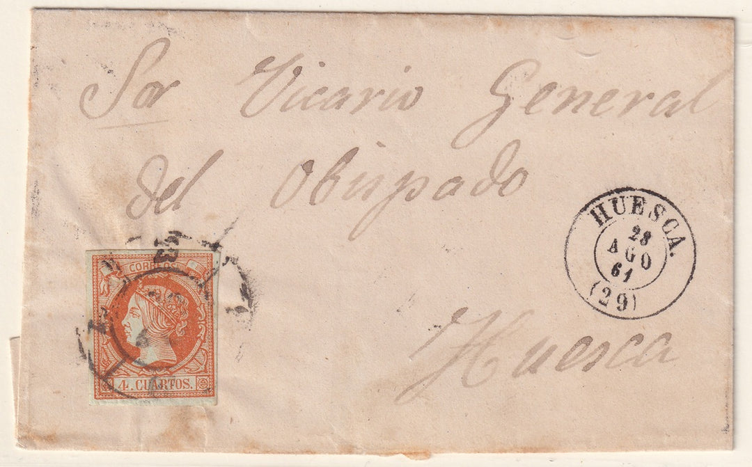 Spain 1860 Sc 50 folded letter from/to Huesca