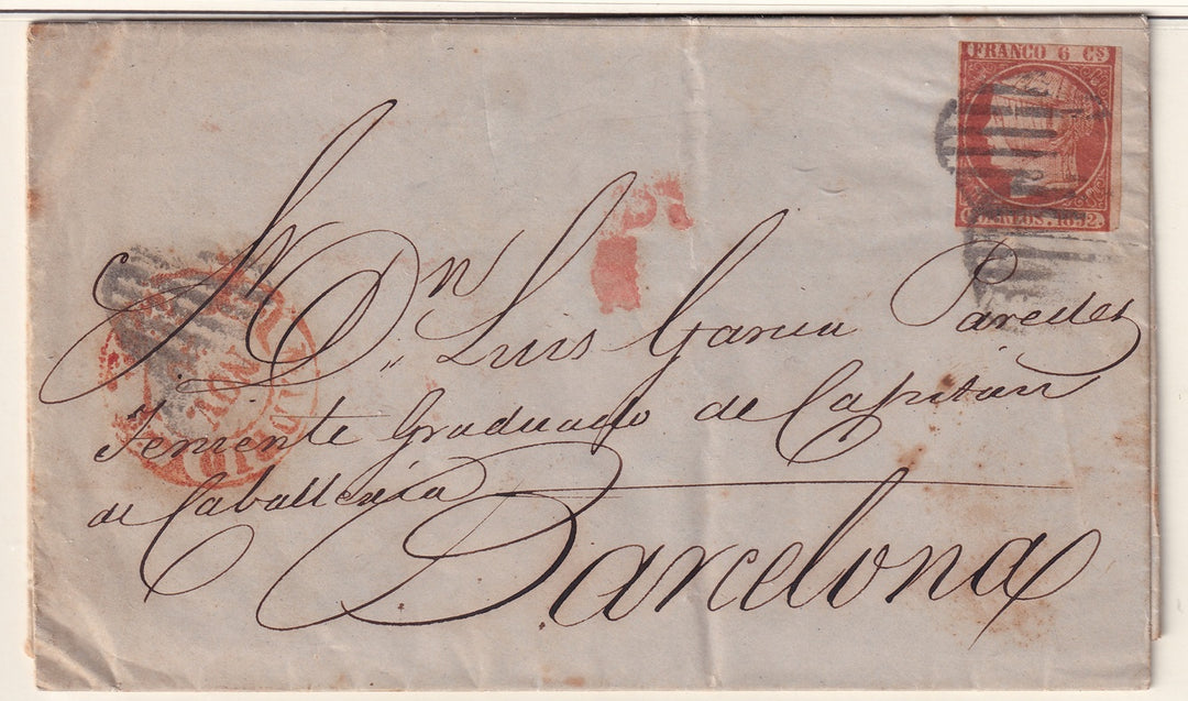 Spain 1852 Sc 12 folded letter from Madrid to Barcelona