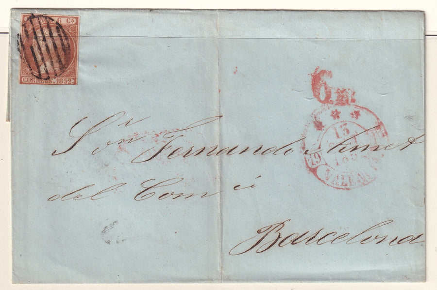 Spain 1852 Sc 12 folded letter from Valencia to Barcelona