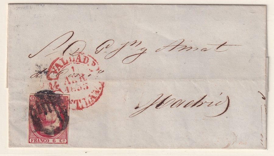 Spain 1853 Sc 19 folded letter from Valladolid to Madrid