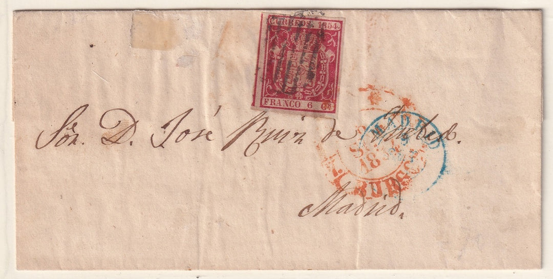 Spain 1854 Sc 26 folded letter from Burgos to Madrid
