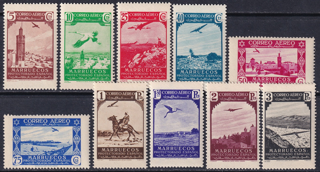 Spanish Morocco 1938 Sc C1-10 air post set MNH**