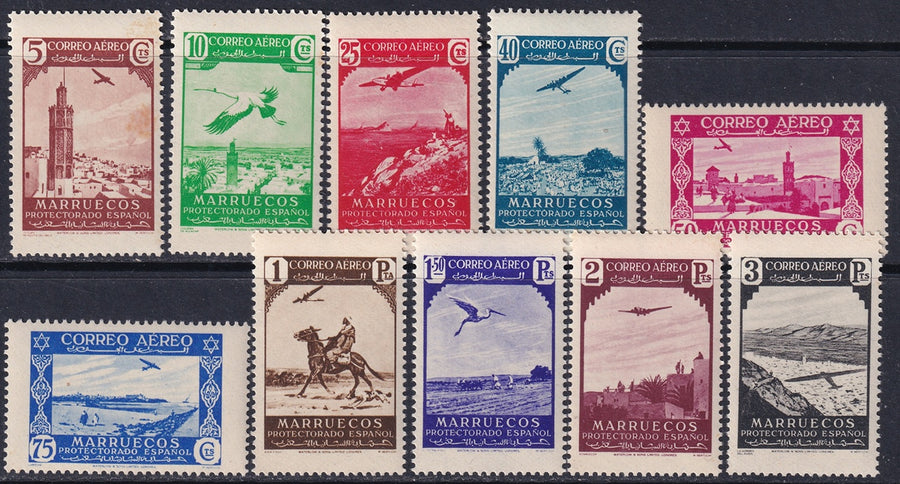 Spanish Morocco 1938 Sc C1-10 air post set MNH**