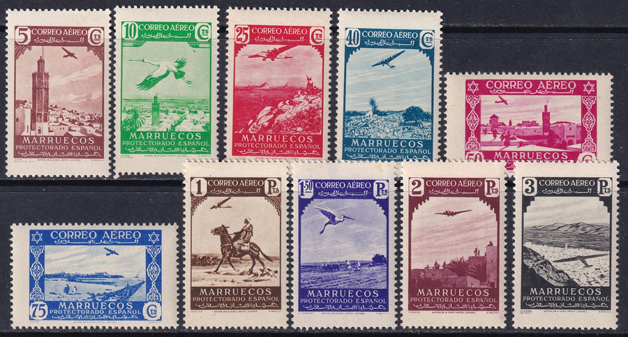 Spanish Morocco 1938 Sc C1-10 air post set MNH**