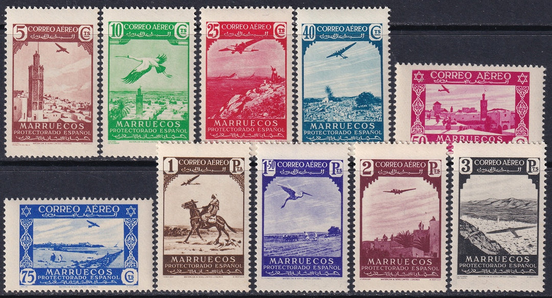 Spanish Morocco 1938 Sc C1-10 air post set MNH**