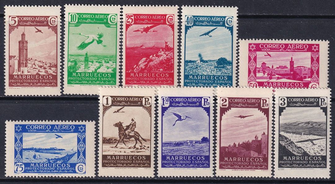 Spanish Morocco 1938 Sc C1-10 air post set MNH**