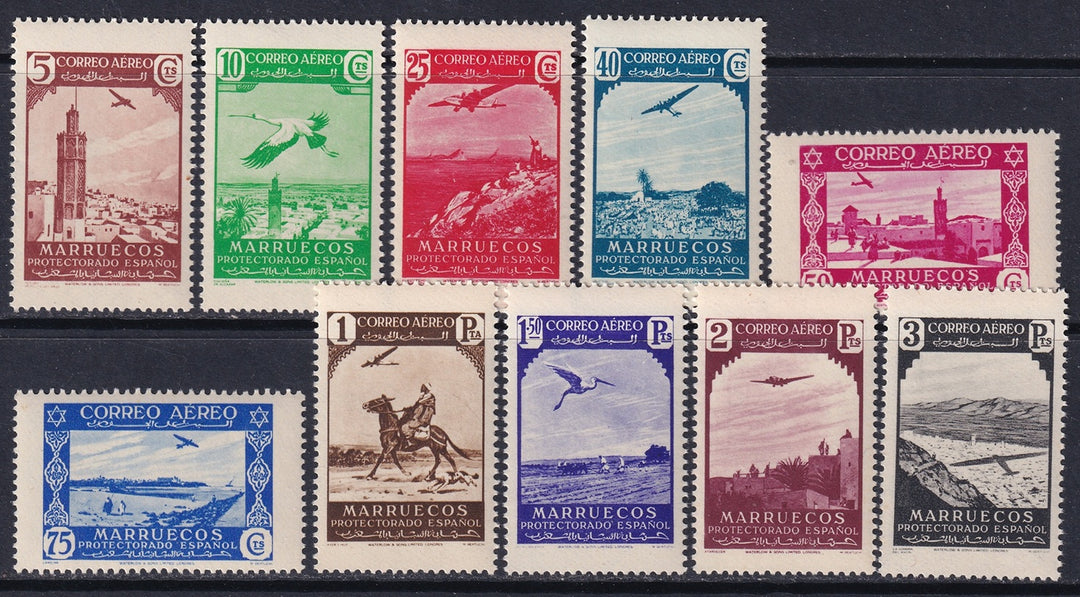 Spanish Morocco 1938 Sc C1-10 air post set MNH**