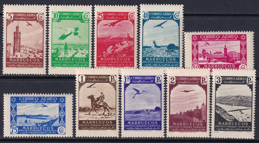 Spanish Morocco 1938 Sc C1-10 air post set MNH**