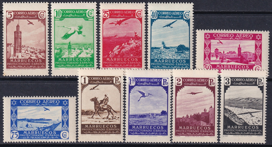 Spanish Morocco 1938 Sc C1-10 air post set MNH**