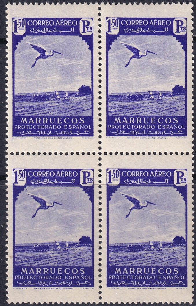 Spanish Morocco 1938 Sc C8 air post block MNH**