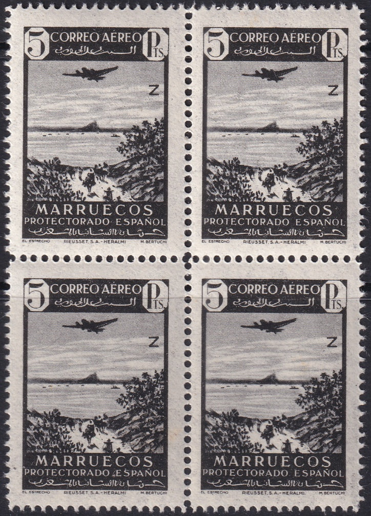 Spanish Morocco 1942 Sc C15 air post block MNH**