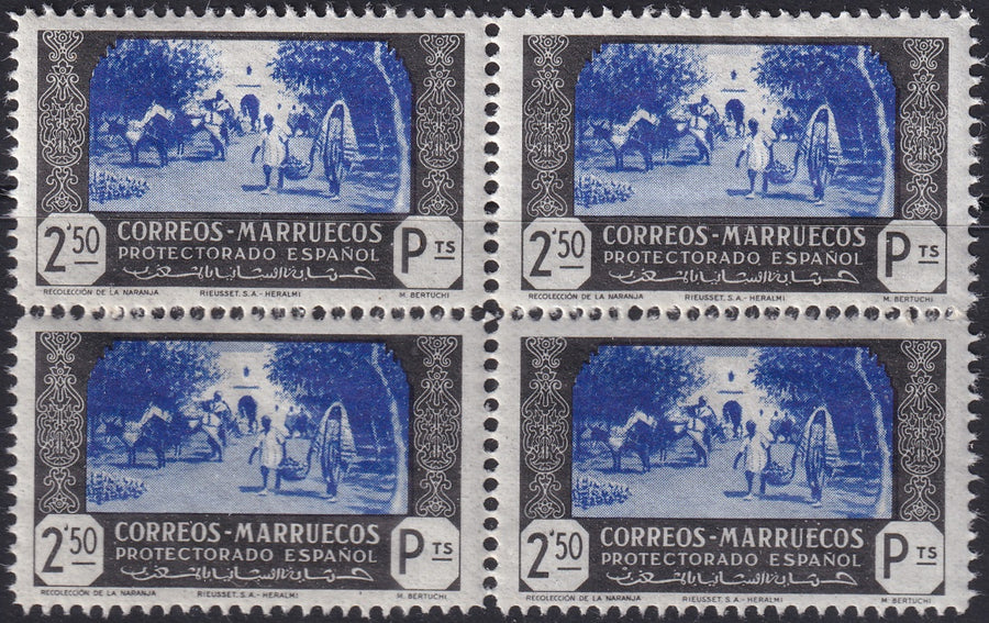 Spanish Morocco 1944 Sc 248 block MNH**