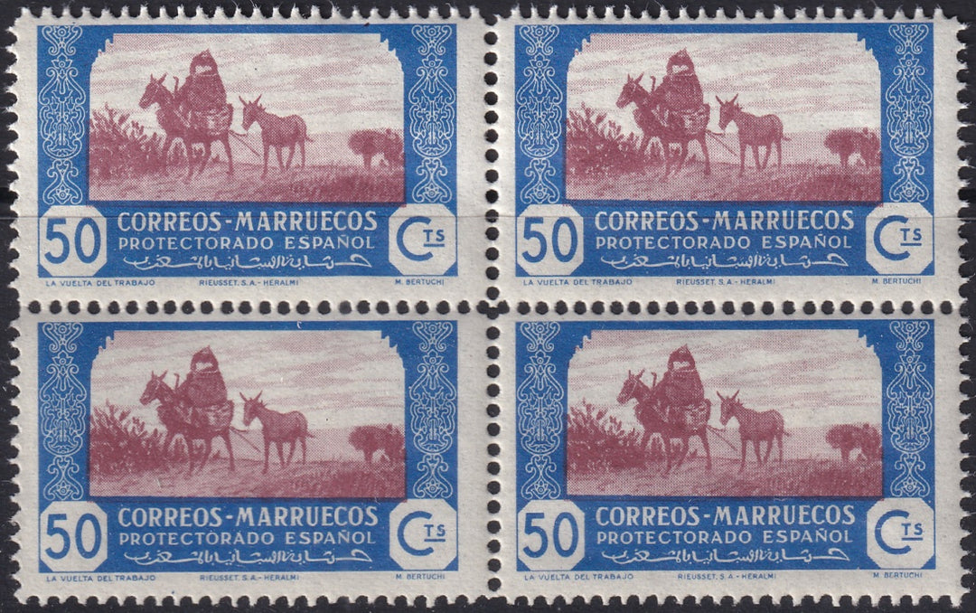 Spanish Morocco 1944 Sc 245 block MNH**